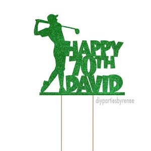 Cake Topper - Themed - 20+Colours - NEXT DAY POST - Golf - Personalised Customised - Any Name and Age - 40th, 50th, 60th, 70th, 80th Golfer