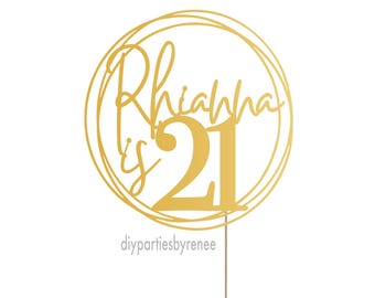 Cake Topper - 21st Twenty One - 20+Colours - NEXT DAY POST - Any Name & Age - 16, 18, 21, 30, 40, 50, 60, 70, 80 etc Personalised Customised