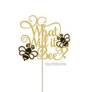 Cake Topper - Baby Shower - 20+ Colours - NEXT DAY POST - Gender Reveal - Boy or Girl - What will it Bee?