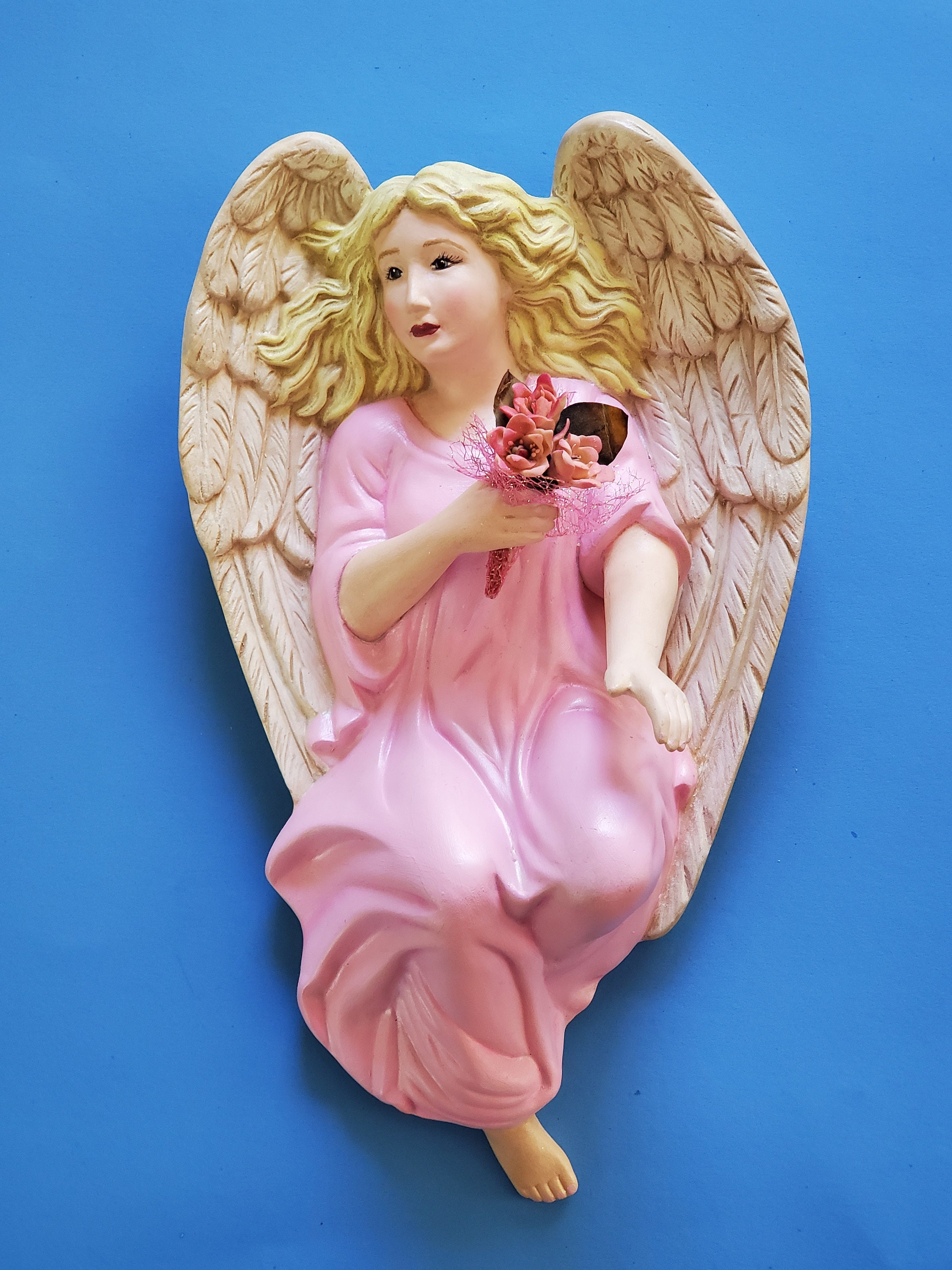 Ceramic Angel Hand Painted Pink Figurines Shabby Chic - Etsy Ireland