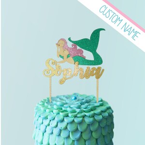 Under the Sea Mermaid Cake Topper Personalized name  ask for special colors