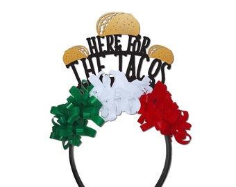 Tiara FREE personalization  headband with fringe party crown New Years 2022 party props head piece Mexican fiesta 5 de Mayo Taco Tuesday