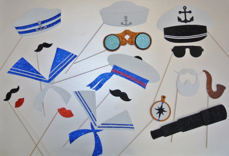 Nautical Photo Booth Props Sailor Hats Sea Ocean Them Photo Etsy