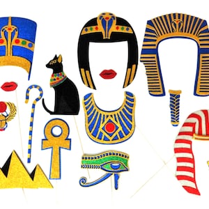 Rey egipcio Tut Photo Booth Props caminar como una cabina de fotos de la fiesta egipcia Tutankamen Museam Photo Booth Egypt escarabajo gato pirámides