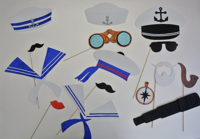 Nautical Photo Booth Props Sailor Hats Sea Ocean Them Photo Etsy