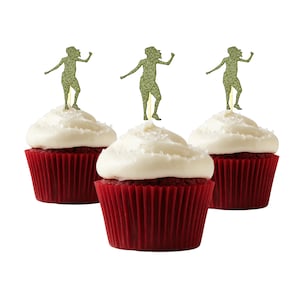 Zumba dancer inspirado copo bolo topper dançarino glitter cartão estoque 12 por pacote cupcake estúdio 54 máquina de dança soul train para que você possa