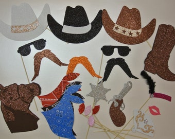 Western  photo booth props  Cowboy Photo Booth Props Sams Mustache Saloon girl Little ponly Badge