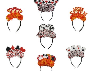 Tiara Las Vegas Casinos Lucky Seven FREE personalization  headband with fringe party crown -party props head piece Gift party prop