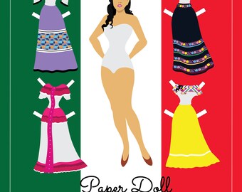 Poupée de papier robes folkloriques mexicaines Téléchargement instantané modifier le fichier