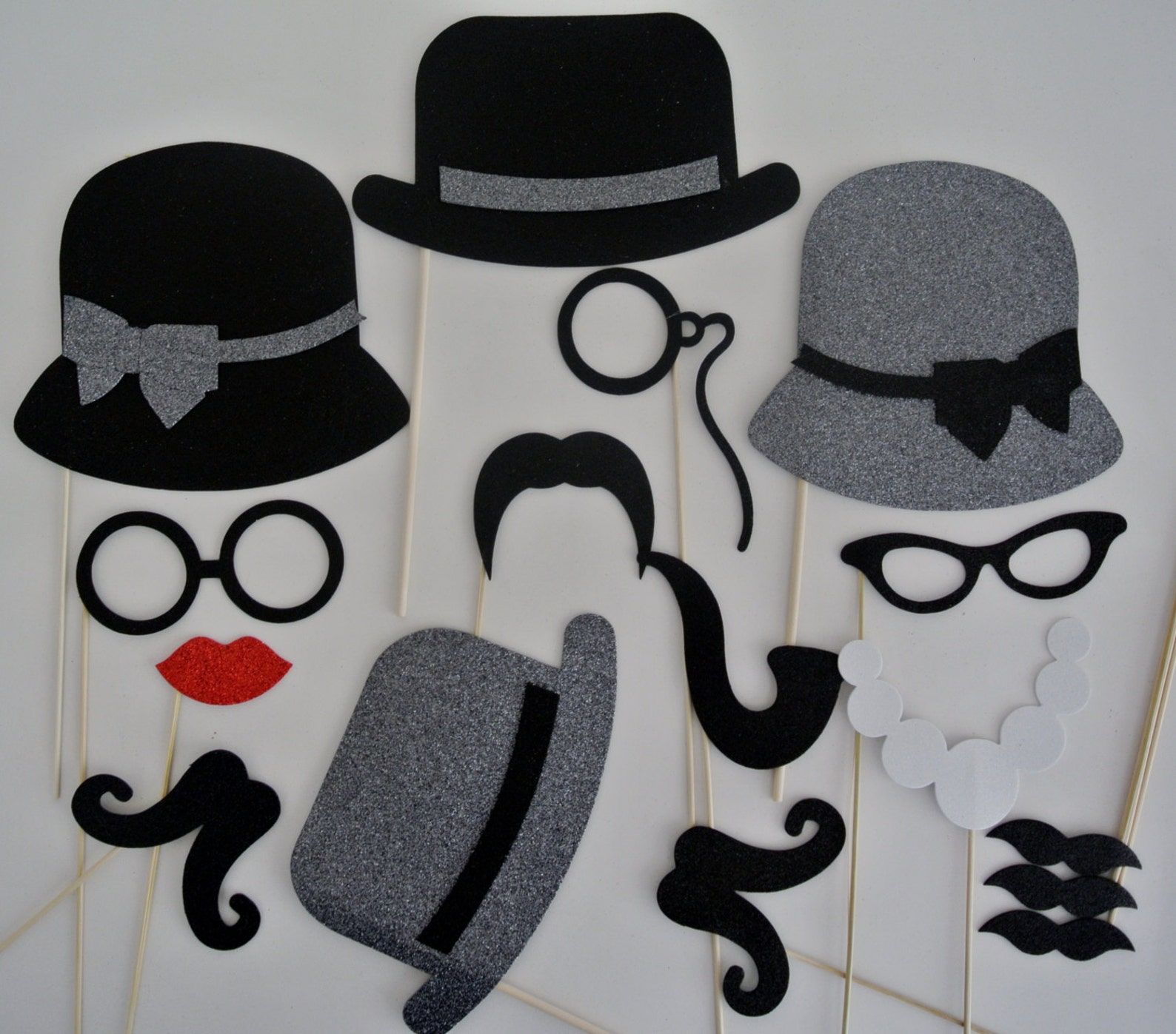 Propsmen Mad Men Inspired Photo Booth Props Weddings 16 Pc Grey Hats With Black ...