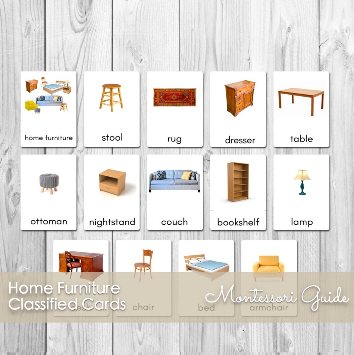 Home Furniture Montessori Cards Etsy