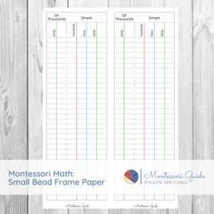 Papier pour cadre Montessori petites perles