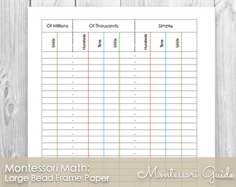 Montessori Large Bead Frame Paper