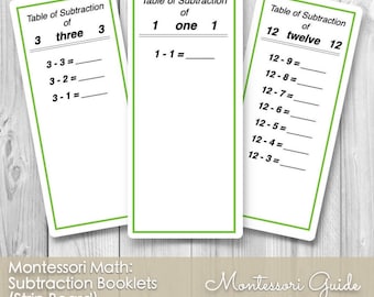 Montessori Subtraction Practice