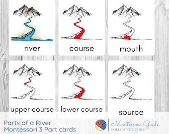 Parts of a River Montessori Three-Part Cards