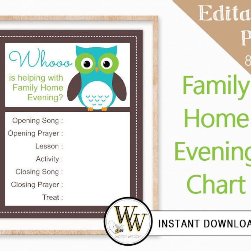Family Home Evening Chart Etsy