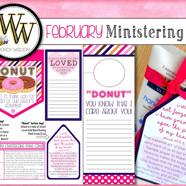 February Ministering Kit, Relief Society, Instant Download