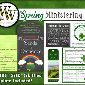 Spring Ministering Kit, INSTANT DOWNLOAD, Relief Society, LDS Young Women, Patience Printable, Saint Patrick's Day