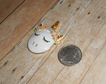 Golden Unicorn Needleminder // Gold Floral Unicorn Needle Minder // Majestic Needle Nanny // Magical Needle Keeper // Embroidery