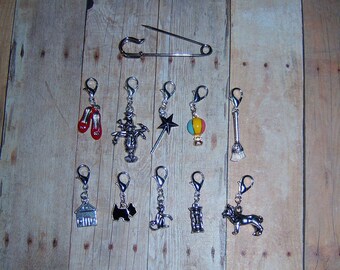 Wizard Of Oz Crochet Stitch Markers // Ruby Red Slippers Progress Keepers // Dorothy Planner Charms // The Great And Powerful Planner Clips