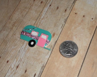 Teal Retro Camper Needleminder // Cross Sttch Needle Minder // Embroidery // Quilting // Sewing // Vintage RV Minder