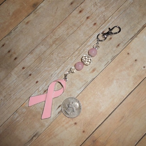 Breast Cancer Awareness Ribbon Scissors Fob // Survivor Purse Charm // Pink Awareness Ribbon Planner Charm // Breast Cancer Key Chain