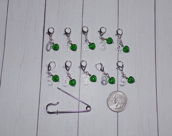 0-9 Numbered Crochet Stitch Markers // Number Knit Progress Keepers // WIP // Planner Charms // Journal Charms // Notebook Clips // Yarn