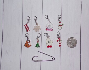 Christmas Stitch Marker // Holiday Crochet Markers // X-Mas Planner Charms // Progress Keepers // Journal Charms // Notebook Charms // Yarn
