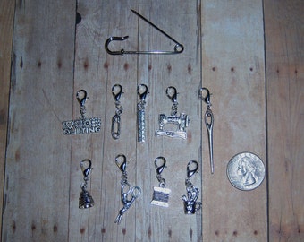 I Love Quilting Stitch Markers // Quilt Planner Charms // Journal Clips // Knitting Stitching Markers // Knit // Crochet Stitch Markers