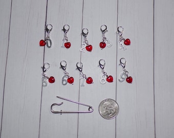 0-9 Numbered Crochet Stitch Markers // Removable Number Knit Progress Keepers // Planner Charms // Journal Charms // Notebook Clips // WIP