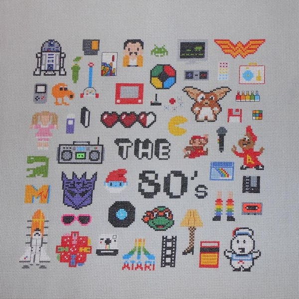 I Love The 80's  Cross Stitch Pattern // 1980's Nostalgia // PDF // Digital Download // Vintage Retro Old School //