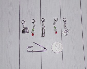 Italy Themed Crochet Stitch Markers // Italian Progress Keepers // WIP // Planner Charms // Traveling Notebook Clips // Journal Charms