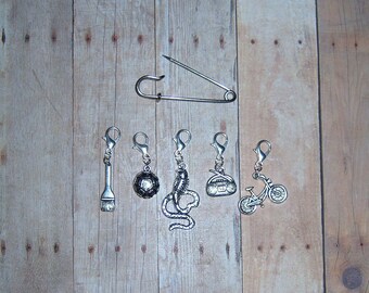Karate Inspired Crochet Stitch Markers // Progress Keepers // 1980's Movie Journal Clips // Planner Chams // Yarn