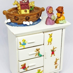 Dolls House Childs Nursery Unit In White With Decorations 1:12th Scale Miniature