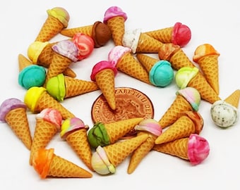 Dolls House 3 Mixed Ice Cream Cones Handmade Miniature 1/12th Scale