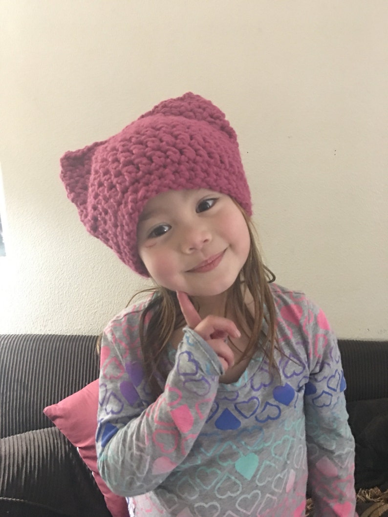 cat Hat Adult Women/'s Pink Raspberry Pussy Hat women/'s March Pussyhat Kitty Beanie