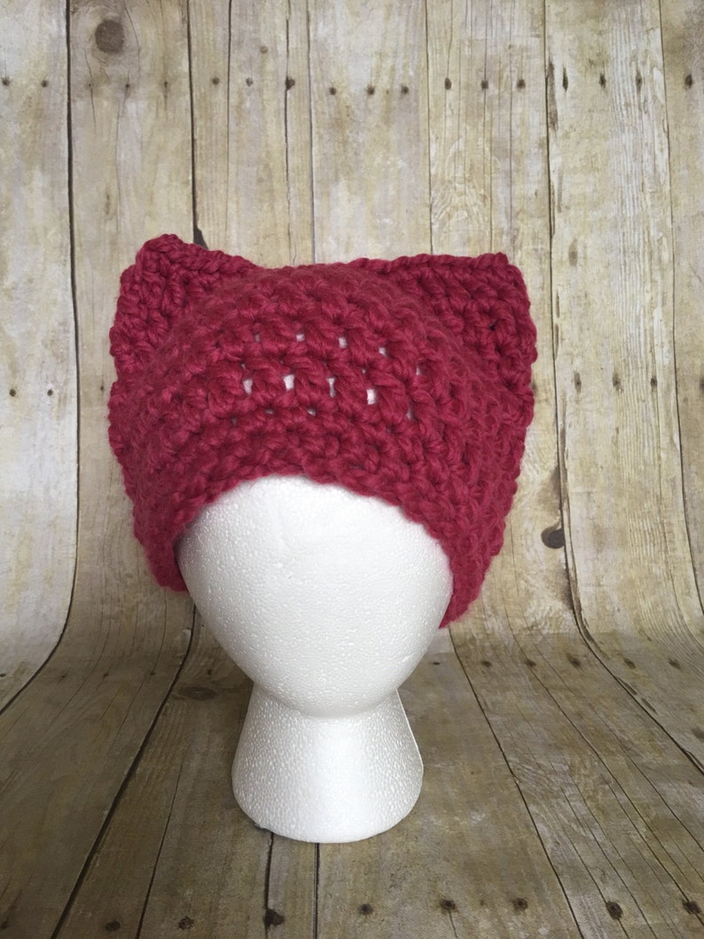 cat Hat Adult Women/'s Pink Raspberry Pussy Hat women/'s March Pussyhat Kitty Beanie