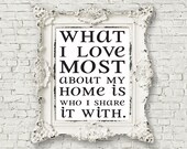 Print by Honey and Fizz - What I love most about my home. An inspiring quote printed on matt 200gsm paper - white