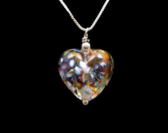 Collana Cuore in Vetro di Murano, Argento Sterling, acciaio inox, cuore in vetro, Made in Italy