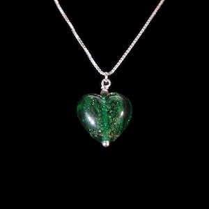 Murano Glass  Heart Necklace, Sterling Silver, stainless steel,  glass heart, Made in Italy