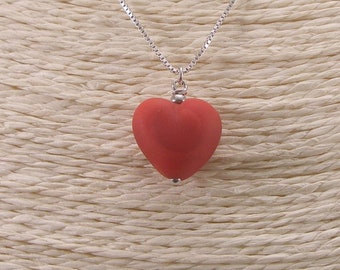 Murano Glass  Heart Necklace, Sterling Silver, stainless steel,  glass heart, Made in Italy