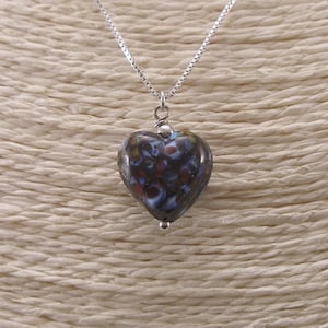 Murano Glass  Heart Necklace, Sterling Silver, stainless steel,  glass heart, Made in Italy