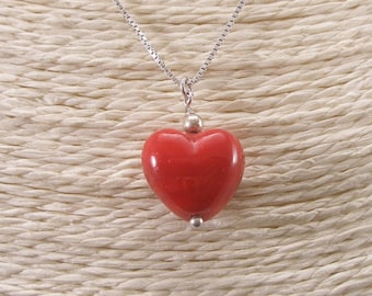 Collana Cuore in Vetro di Murano, Argento Sterling, acciaio inox, cuore in vetro, Made in Italy