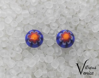 Pendientes de cristal de Murano Murrini, oreja de cristal fundido, acero quirúrgico, pendientes Millefiori, Made in Italy