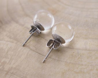 Murano Glass stud earrings, glass beads earrings , surgical steel , sterling silver, dot earrings, glass jewelry,  Made in Italy