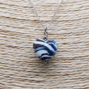 Murano Glass  Heart Necklace, Sterling Silver, stainless steel,  glass heart, Made in Italy