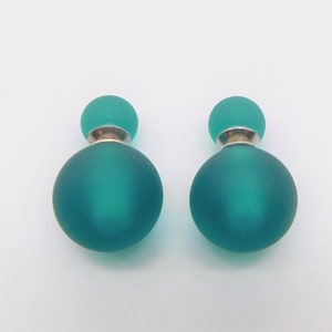 Murano glass double beads earrings, double sided earrings, glass jewelry, surgical steel, Made in Italy