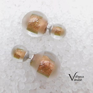 Murano glass  double sided earrings, avventurine glass, glass jewelry, surgical steel, sterling silver, Made in Italy