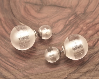 Murano glass double back earrings, double sided earrings, 925 Sterling Silver, glass jewelry, surgical steel, Made in Italy