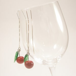Murano Glas Kirschen Ohrringe, Kirschbombe, Sterling Silber, Chirurgenstahl, Glasfrucht, Glaskirsche, Glasbeeren, Made in Italy